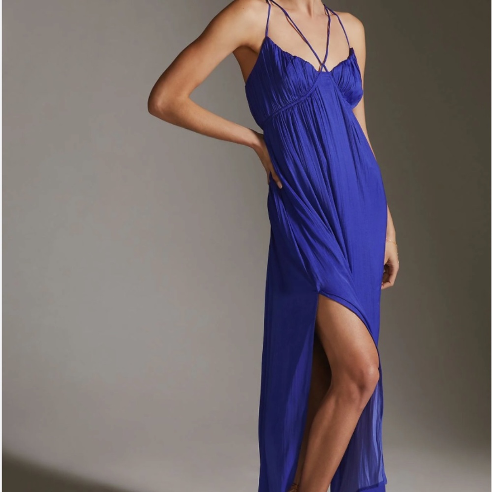 Anthropologie Halter Side-Slit Maxi Dress